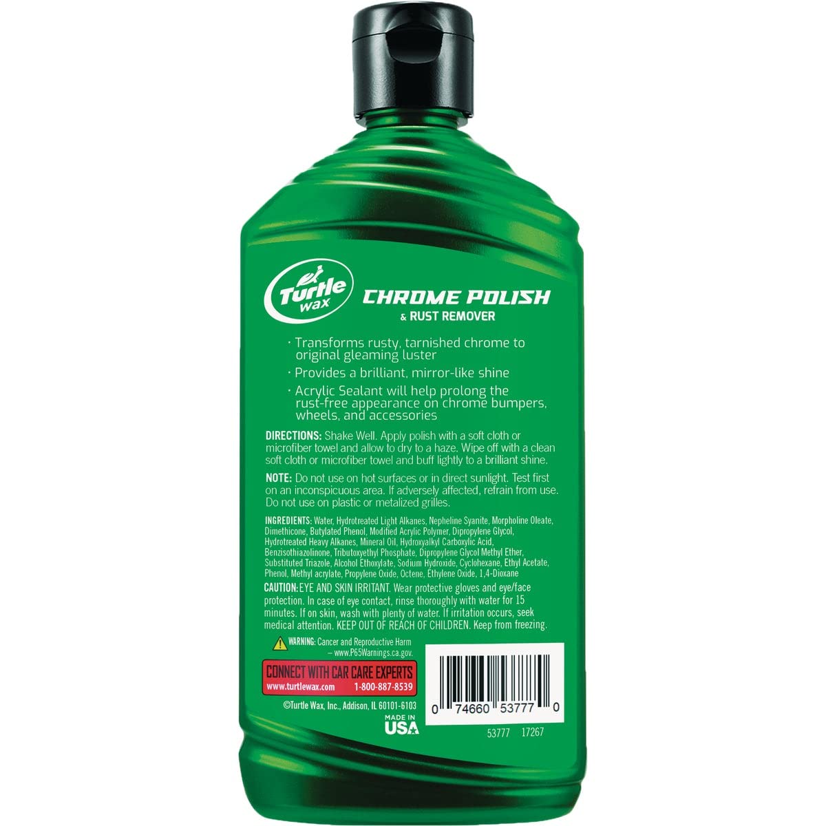 Turtle Wax Chrome Polish & Rust Remover 296Ml, Removes surface rust, grime, and oxidation effectively,