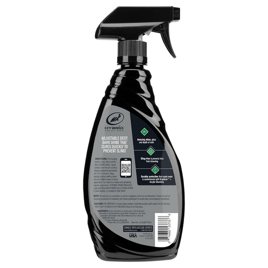 Turtle Wax Hybrid Solutions Graphene Acrylic Tyre Shine Spray Coating, 680ml, Pack of 1, No Sling Tyre Dressing for a Long Lasting Deep, Black, Wet Look Shine, UV protection & Dirt Repellant