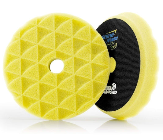 Shine Mate Polishing Foam Pads 4" - Fits To 3" Backing Plate (Diamond Cut Yellow T80 High Cut Foam Pads)-Designed For Both Rotary & Da Polishing (Yellow)