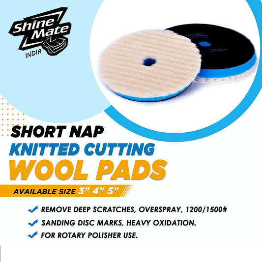 Shine Mate Knitted Short Nap Wool Pad 5 Inch(130 Mm) - 1 Pcs (With Blue Foam 8 Mm)