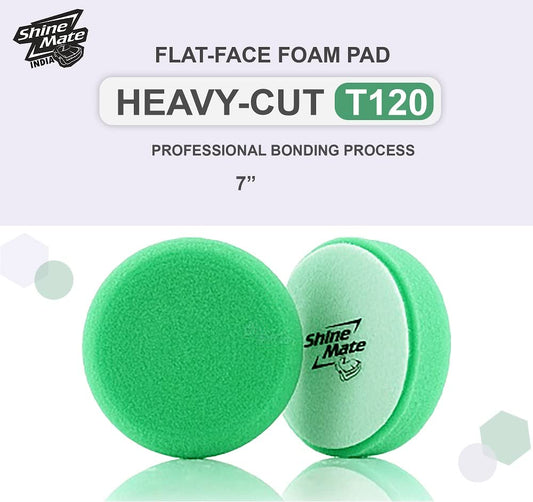 Shine Mate Micro-Fiber Plain/Hard Foam Polishing/Rubbing Pad Best Use For Mirror Glass Restoration (7 Inch, Green Heavy Cut Pad) T120-1 Pcs