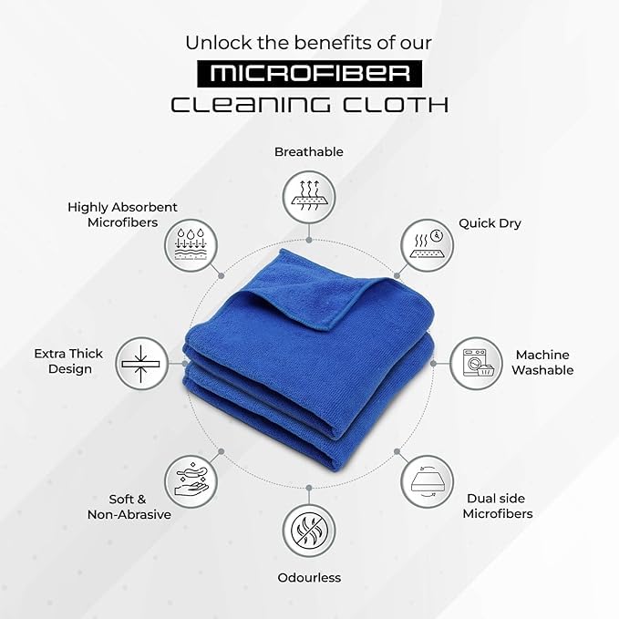 NOFOX Microfiber Cloth- Ultrasonic Cut 40X40 Cm - Multi-Color - 350 GSM | Multi-Purpose, Home, Office, Car, Window, Table, Mobile Cleaning| Absorb Up To 7 Times More Than Its Actual Weight (Pack Of 4 Pcs)