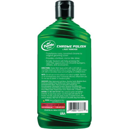 Turtle Wax Chrome Polish & Rust Remover 296Ml, Removes surface rust, grime, and oxidation effectively,
