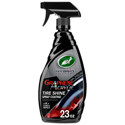 Turtle Wax Hybrid Solutions Graphene Acrylic Tyre Shine Spray Coating, 680ml, Pack of 1, No Sling Tyre Dressing for a Long Lasting Deep, Black, Wet Look Shine, UV protection & Dirt Repellant