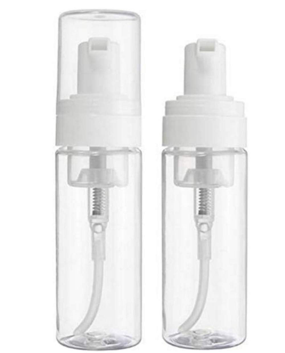 2Pcs Clear Plastic Foamer Pump Foaming Soap Dispenser Empty Refillable Storage Container Jar For Filling Cosmetic Facial Cleanser Liquid Hand Soap Bath Kitchen Use Size 150Ml