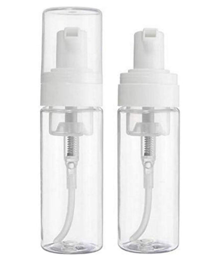 2Pcs Clear Plastic Foamer Pump Foaming Soap Dispenser Empty Refillable Storage Container Jar For Filling Cosmetic Facial Cleanser Liquid Hand Soap Bath Kitchen Use Size 150Ml