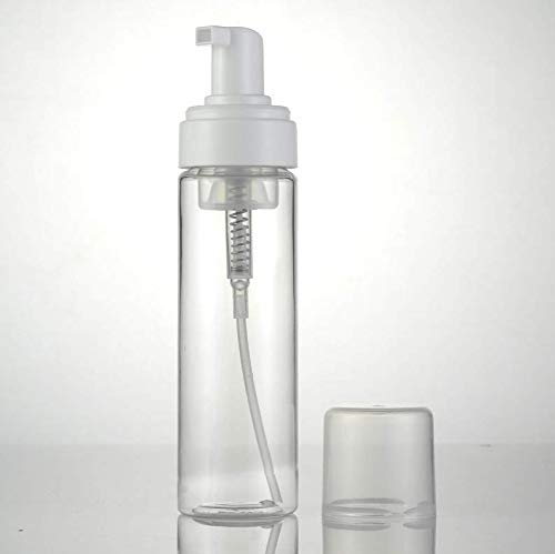 2Pcs Clear Plastic Foamer Pump Foaming Soap Dispenser Empty Refillable Storage Container Jar For Filling Cosmetic Facial Cleanser Liquid Hand Soap Bath Kitchen Use Size 150Ml