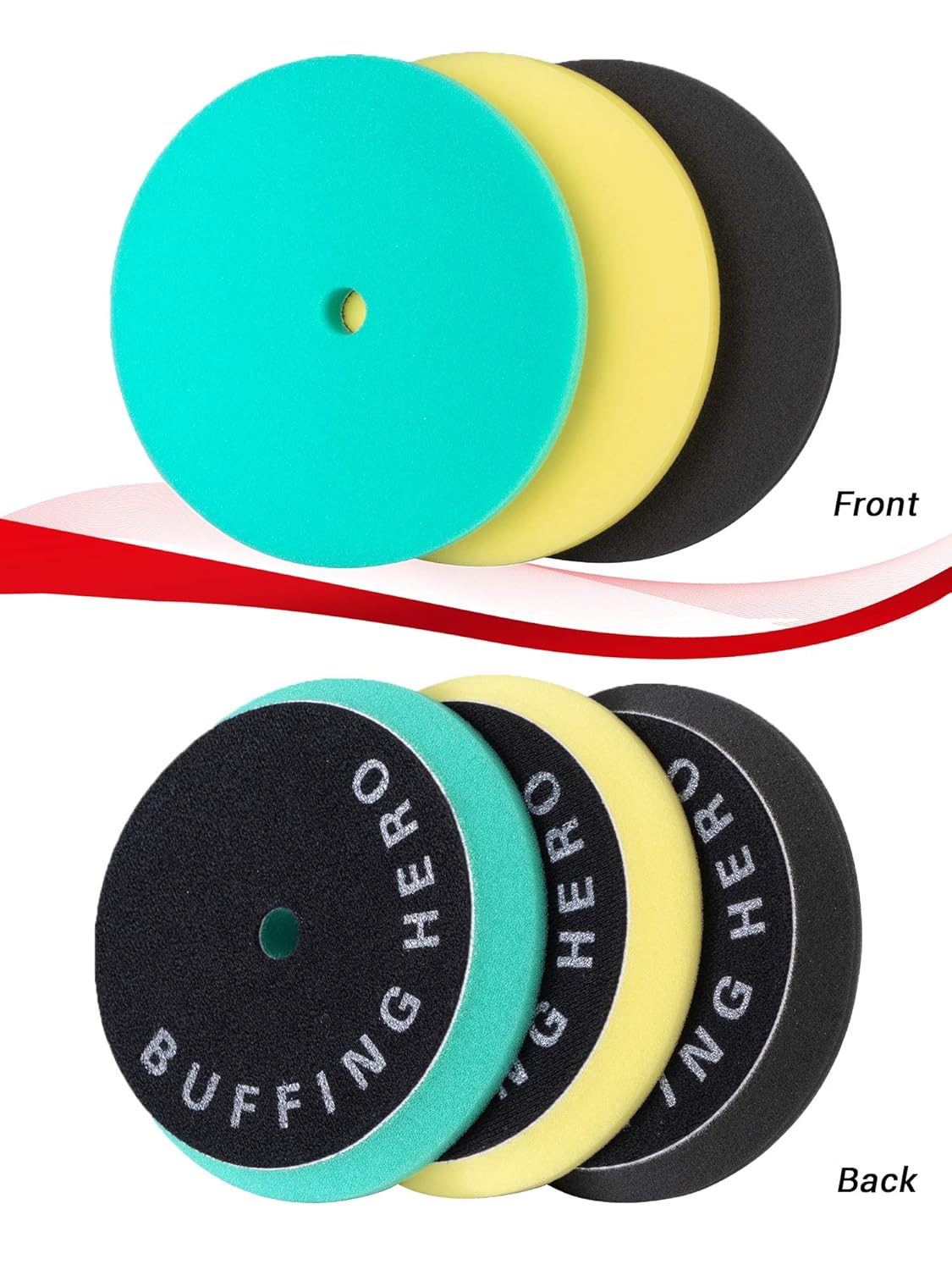 Polishing Pads, 6'' Orbital Buffing Pads Hook And Loop Foam Buffer Pad Set For Sanding, Compounding, Polishing And Waxing, 6'' (150Mm) Backing Plate - 3Pcs 6 Inch