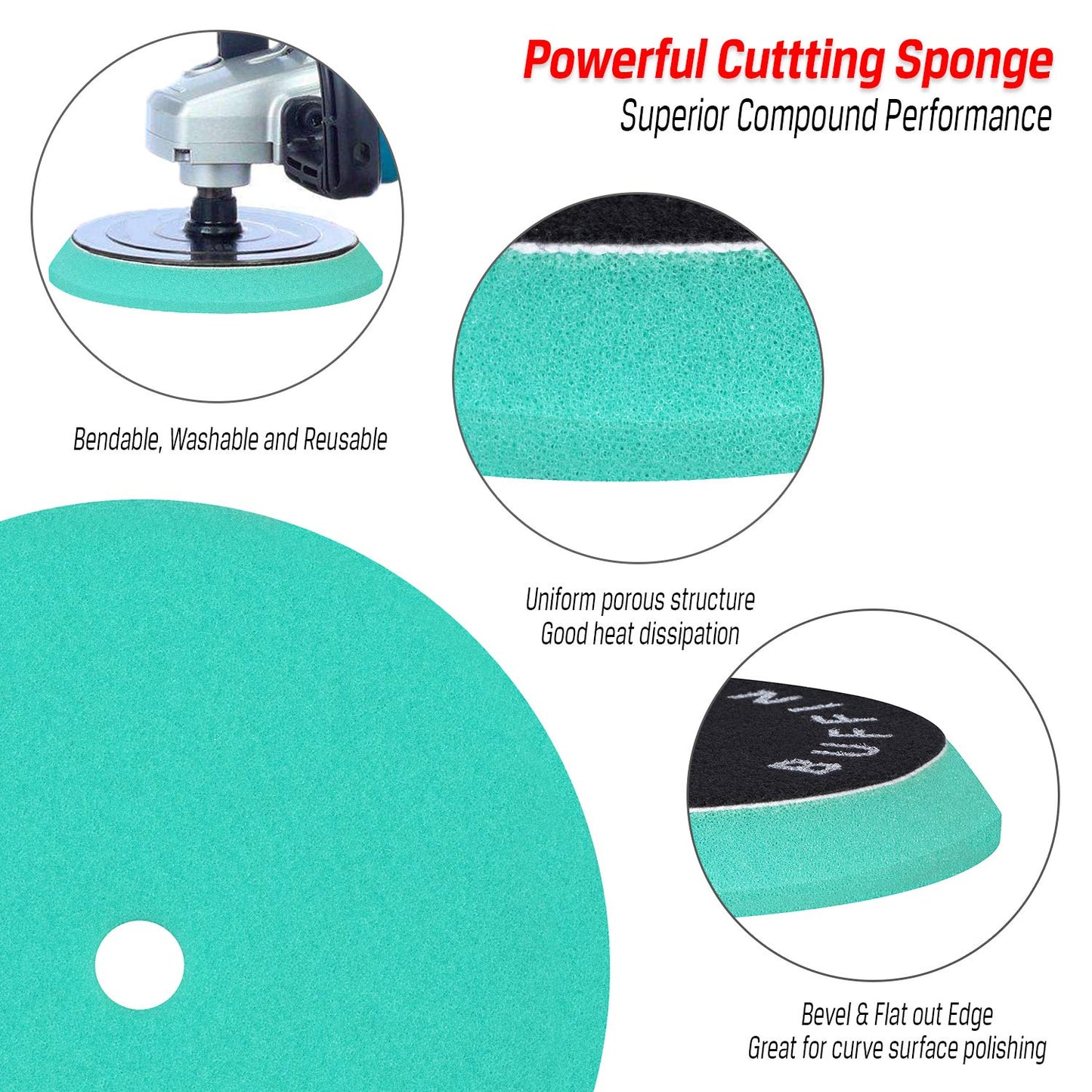 Polishing Pads, 6'' Orbital Buffing Pads Hook And Loop Foam Buffer Pad Set For Sanding, Compounding, Polishing And Waxing, 6'' (150Mm) Backing Plate - 3Pcs 6 Inch