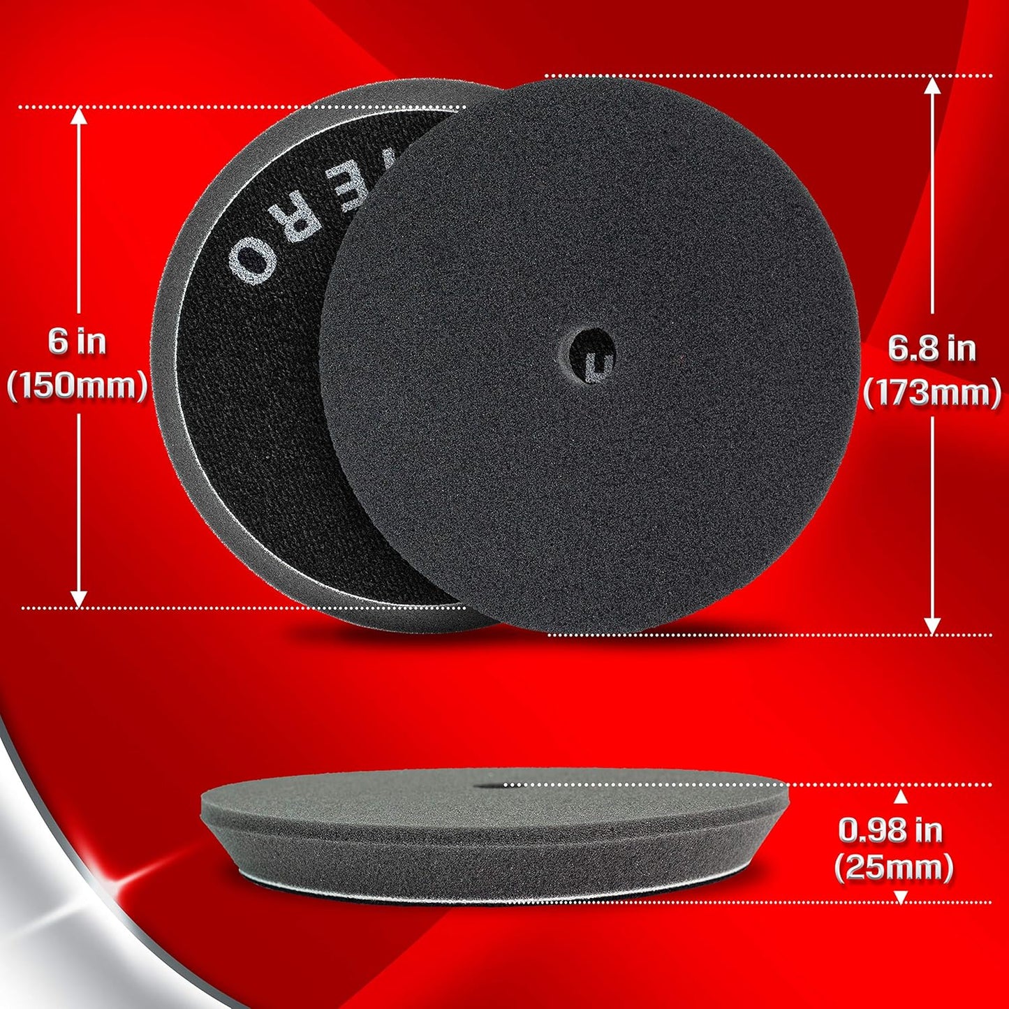 Polishing Pads, 6'' Orbital Buffing Pads Hook And Loop Foam Buffer Pad Set For Sanding, Compounding, Polishing And Waxing, 6'' (150Mm) Backing Plate - 3Pcs 6 Inch