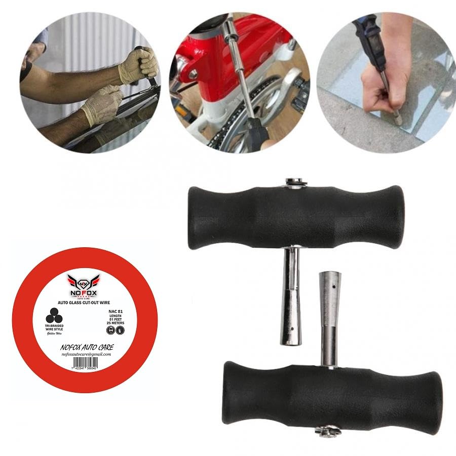 Car Windshield Removal Tool Windscreen Glass Cutting Wire Handle Remover Kit