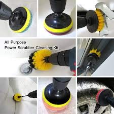 6 Piece Drill Brush Attachments Set With Extend Long Attachment All Purpose Clean For Grout, Tiles, Sinks, Bathtub, Bathroom, Kitchen.
