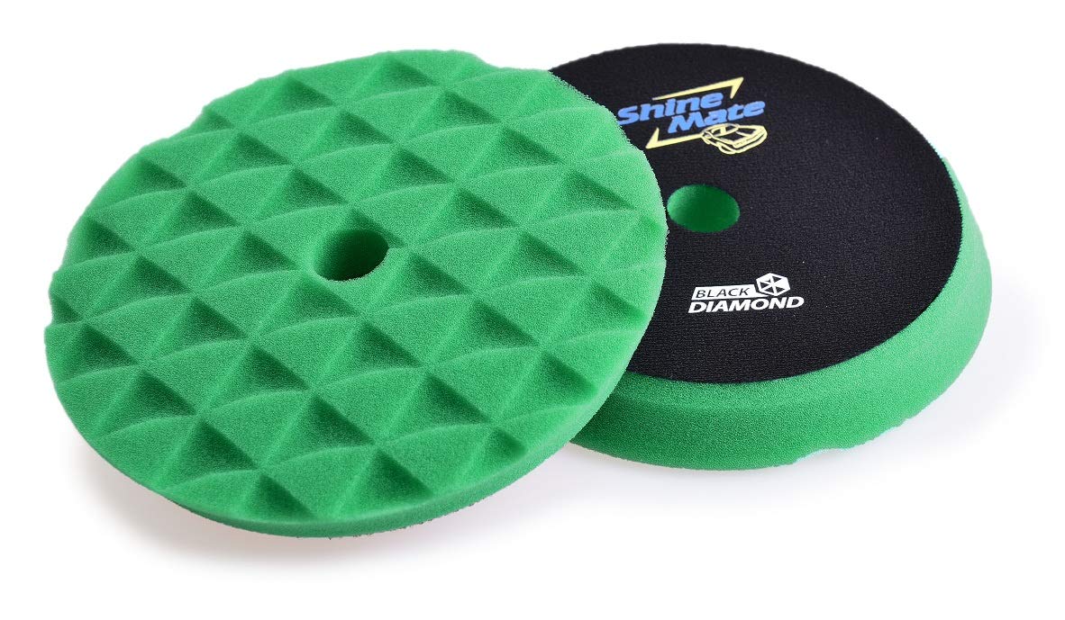 Shine Mate Polishing Foam Pads 4" - Fits To 3" Backing Plate (Diamond Cut T80 High Cut Foam Pads)-Designed For Both Rotary & Da Polishing (Green)