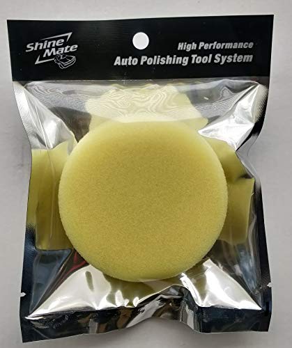 Shine Mate Flat Polishing Foam Pads 3 Inch - Yellow+Black+Orange+Green - Polishing/Rubbing Foam Pad (Designed For Both Rotary & Da Polisher)- Pack Of 4 Pcs