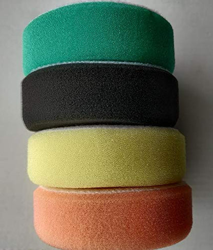 Shine Mate Flat Polishing Foam Pads 3 Inch - Yellow+Black+Orange+Green - Polishing/Rubbing Foam Pad (Designed For Both Rotary & Da Polisher)- Pack Of 4 Pcs