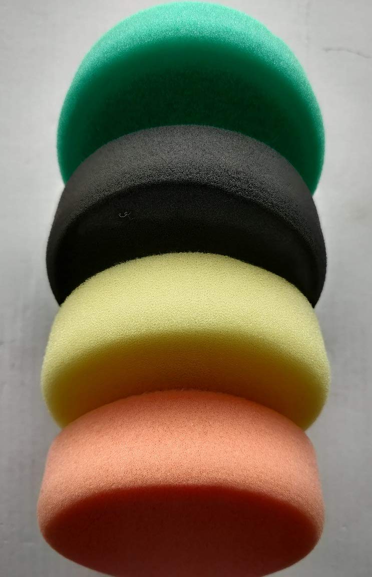 Shine Mate Flat Polishing Foam Pads 3 Inch - Yellow+Black+Orange+Green - Polishing/Rubbing Foam Pad (Designed For Both Rotary & Da Polisher)- Pack Of 4 Pcs