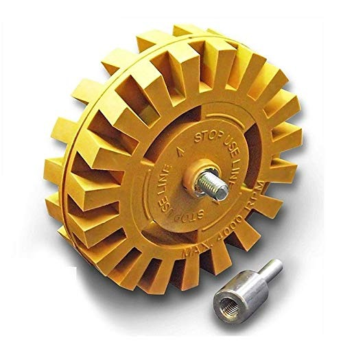 Rubber Eraser Wheel Car Decal And Sticker Adhesive Remover Eraser Decal Removal Scraper Tools 4 Inch Pad With Drill Adapter - 1 Pcs