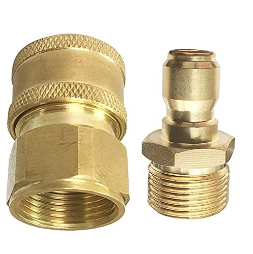 Qrc Quick 3/8 Connect Adapter Fittings For Pressure Washer Hose Pipe M22 X 15 (One Male And One Female Adapter)