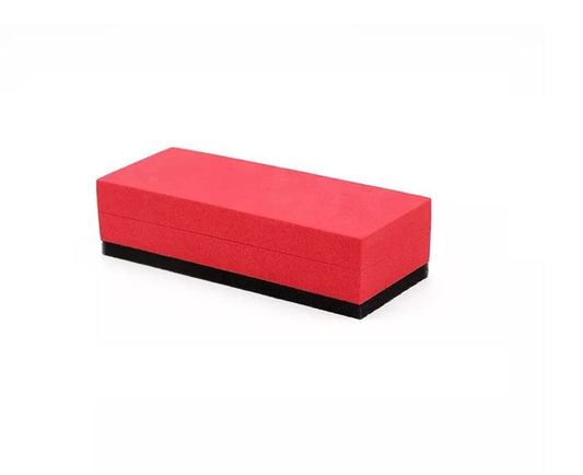 Car Body/Glass/Alloy Ceramic Applicator Foam Pad-Red Color-2 Side Cut With Microfiber Suede Cloth 15X15(Pack Of 2 Set)