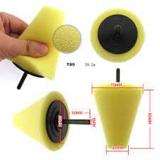 Shine Mate Wheel Cleaning, Buffing Polishing Foam Cone (6Mm Drill)(Yellow) - 1 Pcs
