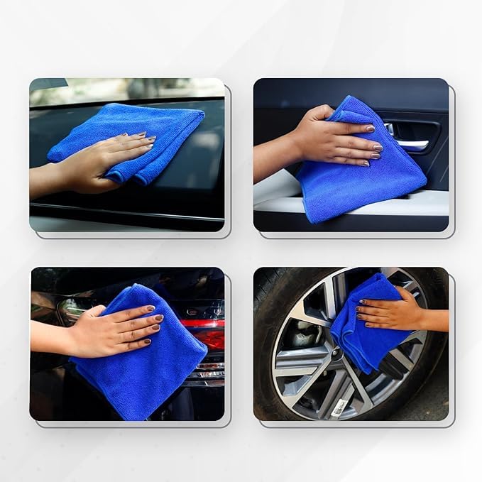 NOFOX Microfiber Cloth- Ultrasonic Cut 40X40 Cm - Multi-Color - 350 GSM | Multi-Purpose, Home, Office, Car, Window, Table, Mobile Cleaning| Absorb Up To 7 Times More Than Its Actual Weight (Pack Of 4 Pcs)