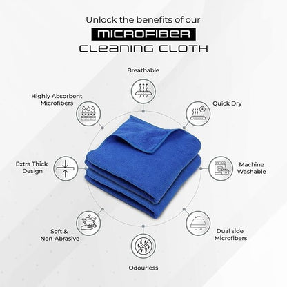 NOFOX Microfiber Cloth- Ultrasonic Cut 40X40 Cm - Multi-Color - 350 GSM | Multi-Purpose, Home, Office, Car, Window, Table, Mobile Cleaning| Absorb Up To 7 Times More Than Its Actual Weight (Pack Of 4 Pcs)