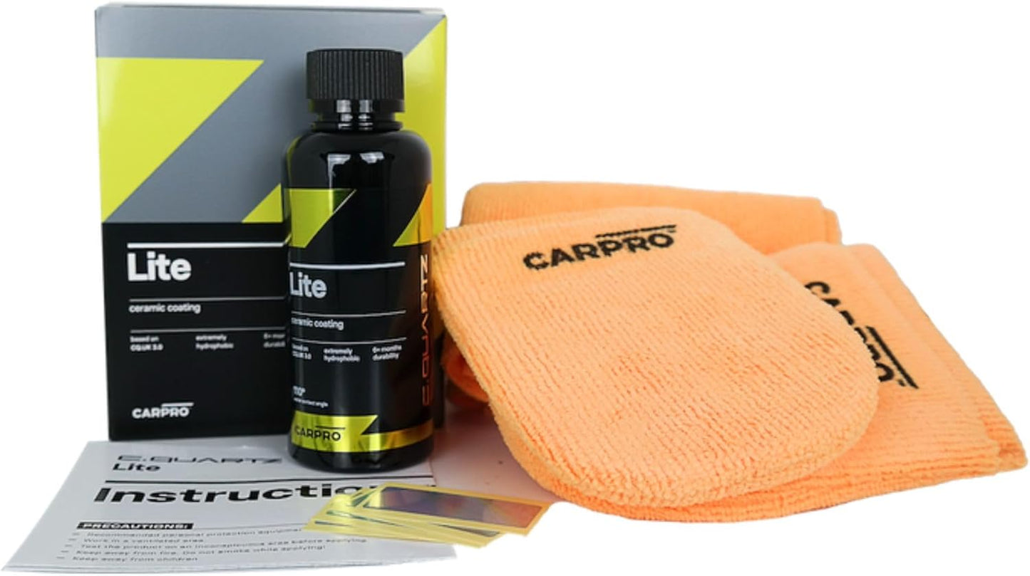 Carpro Cquartz Lite 100ml Kit - Car Ceramic Coating Technology or Topcoat, Apply to Any Surface